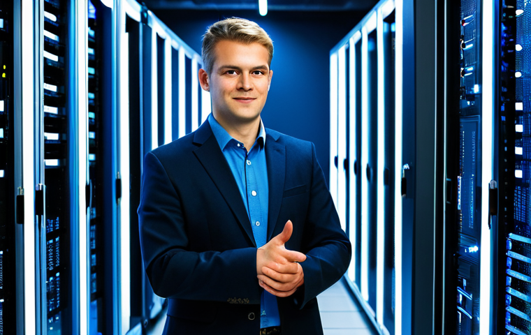 A professional male cybersecurity engineer, fully clothed in modest business attire, stands confidently in a state-of-the-art datacenter server room. He gestures towards a massive rack of high-performance hardware appliances, including sleek firewalls, network switches, and IDS/IPS systems, all with blinking indicator lights. The environment is clean, well-lit, and represents robust, physical security infrastructure, emphasizing the power and speed of dedicated hardware in protecting critical networks. Natural pose, perfect anatomy, correct proportions, well-formed hands, proper finger count, natural body proportions. Professional photography, high quality, safe for work, appropriate content, family-friendly.